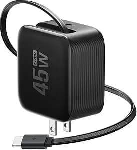 Ef Ecoflow 45w Retractable Charger, 3-In-1 Phone Charger With Type C Cable, 2-Port Fast Charger