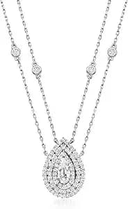 Ross-Simons 0.90 Ct. T.W. Cz 2-Strand Drop Necklace In Sterling Silver