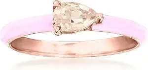 Ross-Simons 0.30 Carat Morganite Ring With Pastel Pink Enamel In 18kt Rose Gold Over Sterling