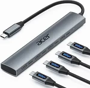 Acer Usb C Hub, 10gbps Type C Splitter With 4 Usbc 3.2 Port For Laptop - High Speed Type C Multiport Adapter For Ipad Macbook Pro, Iphone 16/15, Surface Pro And More【Not Support Monitor Or Charging】