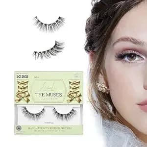 Kiss Lash Couture The Muses False Eyelashes, Noblesse, 12mm Handmade Wispy Faux Silk Lash Strips For Soft, Layered Look, Lightweight Corset Woven Design, Reusable, Water Resistant, Ultra-Thin Band