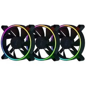 Razer Kunai Hydraulic 120mm Argb Pc Fan: Quiet, Powerful Argb Fans - Pwm Fan Controller Support & Connect Up To 8 Fans - Powered By Razer Chroma Rgb - 3 Fans