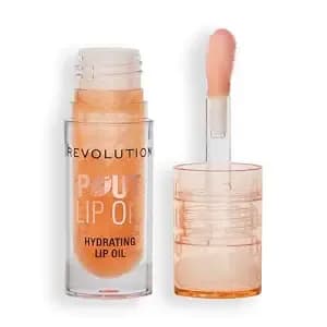 Revolution Pout Lip Oil, Honey Shimmer - Nourishing Tinted Lip Oil, High Shine, Non-Sticky Finish, Vegan & Cruelty-Free, 0.13 Oz