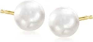 Ross-Simons 7-8mm Cultured Pearl Stud Earrings In 14kt Yellow Gold