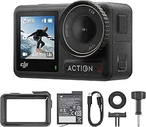 Dji Osmo Action 4 Essential Combo, Waterproof Action Camera With 1/1.3" Sensor, 4k/120fps Video, Stunning Low-Light Imaging, 10-Bit & D-Log M Color Performance, Long-Lasting 160 Mins, Vlogging Camera