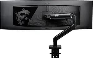 Msi Mag mt201 - Premium Heavy Duty Single Monitor Stand Arm, Supports 17-49" Screens And 44 Lbs, Vesa Compatible, Adjustable Spring Assisted Mount, Clamp & Grommet, Quick Release Plate - Black