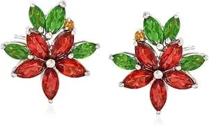 Ross-Simons 2.52 Ct. T.W. Multi-Stone Flower Earrings In Sterling Silver