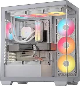 Corsair 3500x Rs Argb Panoramic Mid-Tower Pc Case – 3x Pre-Installed Fans, High Airflow, Spacious Interior, Gpu Anti-Sag, Reverse Connection Motherboard Compatible – White