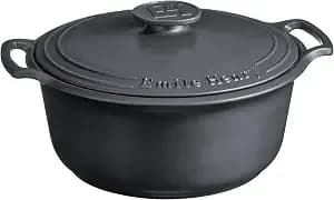 Emile Henry Made In France Sublime Ceramic 6 Qt. Round Dutch Oven, Graphite