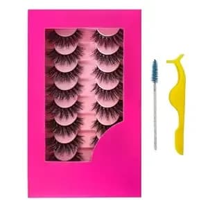 8pair False Eyelash Book With Tweezer Soft Reusable Handmade Volume Fluffy Eyelashes(3d985tw)