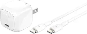 Belkin 30w Compact Usb C Charger Block, Usb C To C Cable Included - Usb-C Pd Super Fast Charging, Samsung Galaxy s25, Iphone 17, Air, Pro, Ipad, Nintendo Switch 2, Pixel 10