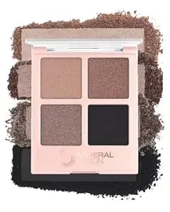 Mineral Fusion Eyeshadow Palette - Four Pressed Powder Shades In Matte, Satin, And Shimmer Finishes - Natural, Lightweight Vegan Eye Makeup - (Rock Show)