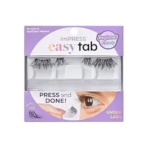 Kiss Impress Falsies Easy Tab Press On Self Adhesive Eyelashes, Black, 'Demi Wispy', 1 Pair Of 8mm-10mm Inner Natural Volume Eyelash Clusters & 1 Pair Of 11mm-13mm Outer Half-Lashes With Easy Tabs