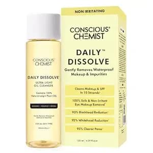 Conscious Chemist Makeup Remover & Oil Cleanser - 130ml - Face Wash & Cleanser For Oily Skin - Removes Waterproof Makeup, Blackheads & Whiteheads - Soft & Clear Skin - Daily Dissolve
