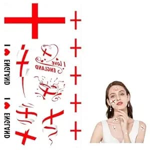 110 Pcs England Flag Temporary Tattoos, Waterproof England Face Tattoo Stickers For 2026 Soccer Sports Events, Independence Day, Party Celebration