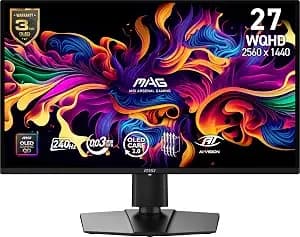 Msi Mag 274qp Qd-Oled x24 27-Inch Wqhd Gaming Monitor, 2560 X 1440 Quantum Dot Oled Panel, 240hz, 0.03ms, Adaptive-Sync, hdmi2.1, Dp 1.4a, Tilt/Height Adjustable, Black