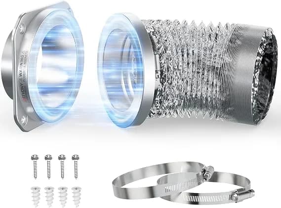 Magnetic Dryer Vent Coupling dv180 Magnetic Dryer Vent Connector Kit 4 Inch - Quick Connect Magnetic Coupling Includes 2.6ft Aluminum Hose & Clamps, Airtight Seal, Fire Safe Material, Easy Cleaning