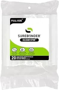 Surebonder Full-Size Hot Glue Sticks For Craft, Diy, And Repairs, All Purpose, All Temperature - 4-Inch Length - 20 Pack, Clear