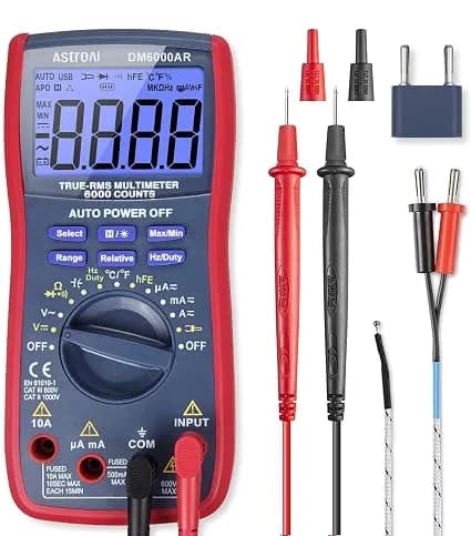 Astroai Digital Multimeter, True Rms 6000 Counts Auto-Ranging Volt Meter For Automotive & Home Electrical Troubleshooting, Ac/Dc Voltage Current Resistance Continuity Capacitance Temperature Tester