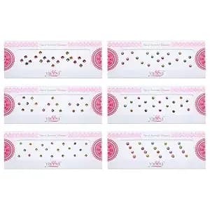 Bindi Pack Of 6 Crystal Designer Jewel For Forehead Face Tikka Multicolored Bindiya Stickers Stone Indian Traditional Mothers Day Mom Gifts Tattoos For Women Girls Bride Gift Return Gifts