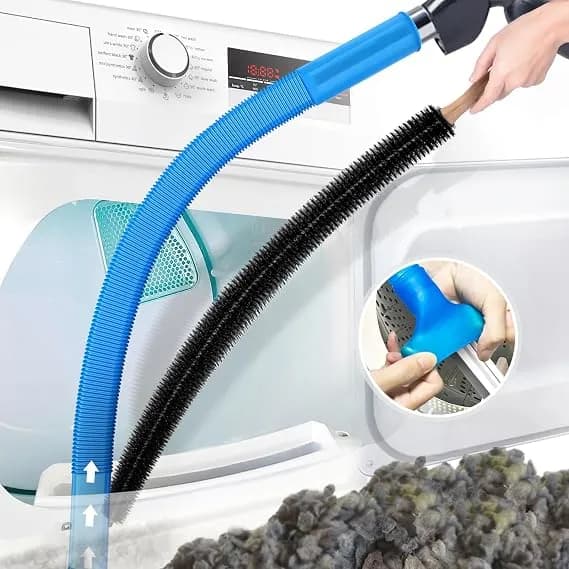 Petode 2pcs Dryer Vent Cleaner Kit Universal Vacuum Hose Attachment & Brush - Blue Upgraded Flexible Hose For Smooth Airflow Without Whistling Noise, Fits Most Vacuums For Deep Cleaning