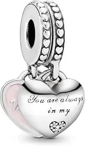 Pandora Jewelry Mother And Daughter Hearts Dangle Cubic Zirconia Charm In Sterling Silver