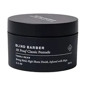 Blind Barber 101 Proof Classic Hair Pomade For Men - Water Based Pomade With Hops & Tonka Bean - Strong Hold & High Shine Finish - Paraben & Sulfate-Free Hair Styling Products (2.5 Oz)