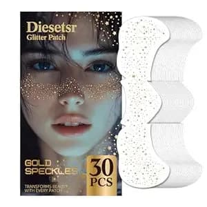 Glitter Freckles Face Tattoo, 30pcs Gold Body Glitter Temporary Tattoos Sparkle Patches For Women, Waterproof Fake Freckles,Festival Rave Outfits Festival Decorations (Gold)
