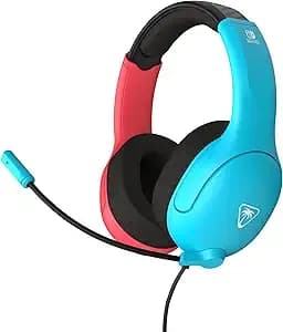 Turtle Beach Airlite Fit Wired Gaming Headset For Nintendo Switch 2, Lite - Also Works With Nintendo Switch Oled, Flip-To-Mute Mic, Comfortable Ear Cushions, 40mm Speakers, Lightweight, Neon Blue & Red