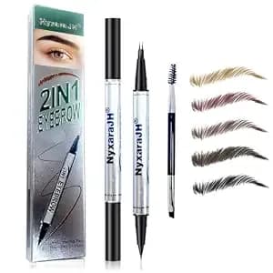 2-In-1 Eyebrow Pen, Dual Tip Precision Brow Liner With Fine Nibs, Waterproof, 5 Natural Colors, Professional Makeup Tool For Hair-Like Strokes (2# Brown)