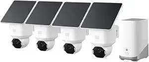 Eufy Security Solocam e42, 4-Cam Kit, 4k Solar Security Camera - Ai Facial Recognition & Motion Tracking, Strobe Light, Pan & Tilt, Solar Powered, Built-In Local Storage (Up To 16tb)