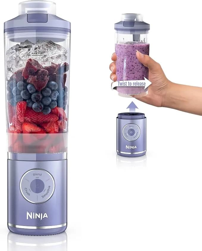 Ninja Blast Max Portable Blender, Twist & Go, 22oz, Lavender, bc251ld - Twist & Go Removable 22-Oz Vessel. Auto-Iq Crush & Smoothie Programs, Cordless. Dishwasher Safe, Leakproof Lid.