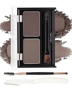 Eye Brow Powder Kit For Women,2 Colors Waterproof Eyebrow Powder Tinted Palette Brown Dark Brown Long-Lasting,Brow Fill&Sculpt Natural Eyebrow Contour Eyeshadow Mother’S Gift With Brow Brush &Razor-03