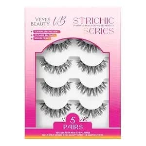 Veyesbeauty False Eyelashes Wispy Lashes Lightweight Natural Look Feyra - Fluffy 3d Layered Volume Faux Mink Thin & Invisible Band Strip Lashes, Comfortable And Reusable, 5 Pairs