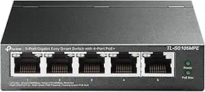 Tp-Link Tl-sg105mpe, Easy Smart Managed 4 Poe+ Ports 1 Gigabit Uplink
