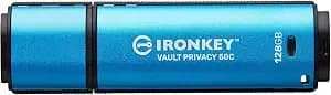 Kingston Ironkey Vault Privacy 50 Usb-C 128gb Flash Drive - Fips 197 Certified, Xts-Aes 256-Bit, Badusb And Brute Force Protection, Multi-Password Option, ikvp50c/128gb