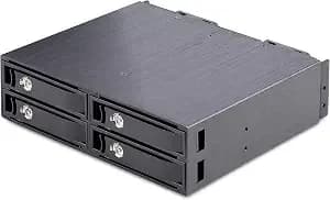 Startech 4-Bay U.2 Nvme Mobile Rack For 5.25in (4u2525-Sas-Backplane) - 2.5in Sff-8639 Ssds, Backplane, 7-15mm, Up To 32gbps Per Drive, Mini-Sas Hd Cables Incl, Removeable Trays, Blower Fans