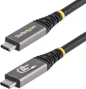 Startech 10ft/3m usb4 Cable, 60w, 4k 120hz, Black (cc10ft20gusb4cx) - Usb-C To Usb-C, usb4 20gbps, Usb-If Certified, Displayport 2.1, Tpe Jacket, E-Marker, Black Cord, E-Marker Chip