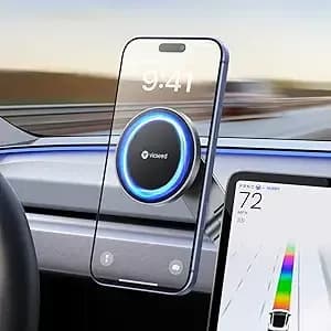 Vicseed Tesla Phone Mount【Strongest Magnet Power】Foldable Hidden Tesla Phone Holder Fit For All Phone, Tesla Model 3 Model Y For Magsafe Car Mount, Tesla Model 3 Accessories, Tesla Model Y Accessories