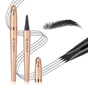 Microblading Eyebrow Pencil - 2026 New 4-Tip Waterproof Brow Pencil With Micro-Fork Tip, Longl Lasting Eyebrow Pen Eyebrow Pencils For Women (Black)