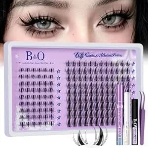B&Q Bottom Lashes Clusters Kit Fairy Eyelash Extensions With Spikes - Manga Lash Clusters With Bottom Lash For Beginners,Wispy Eyelash Extension Kit For Party,Individual Invisible Band Diy C Curl