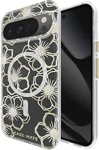 Case-Mate Google Pixel 10 Pro/Pixel 10 Case - Floral Gem - Compatible W/Magnetic & Wireless Charging - Sparkly Floral Case W/12ft Drop Protection, Anti-Yellowing & Anti-Scratch Coating