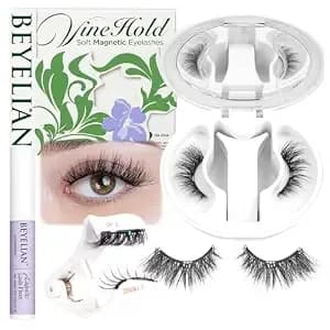 Beyelian Magnetic Eyelashes With Applicator Kit All-In-One Box, Upgrade Full Volume Soft Magnetic Lashes With Lash Fixer, Reusable No Glue Needed Eyelashes hx06