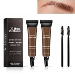 Eyebrow Pomade Gel, 2pcs Longwear Waterproof Tinted Brow Gel With Brush For Women Girls, 24h Lock Eyebrow Gel, Waterproof Brow Gel Brown, Smudgeproof, Long Lasting Natural Pigmented Eye Makeup