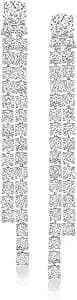 Ross-Simons Rhodium-Plated 2-Row Linear Drop Earrings With 7.75 Ct. T.W. Czs
