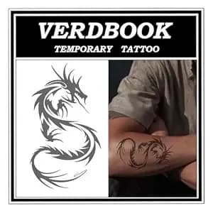 Waterproof Semi Permanent Dragon Pattern Tattoos Women, 2 Sheets - Realistic Dragon Pattern Temporary Tattoos Lasting 7-15 Days For Adults Pool Beach Festival Party Cosplay Halloween Vacation
