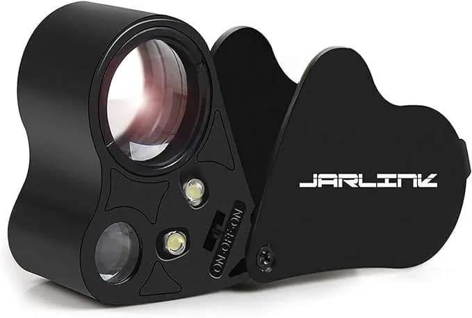 Jarlink 30x 60x Illuminated Jewelers Loupe Magnifier - Foldable Magnifier Equipped With Bright Led Light, Ideal For Inspecting Gems, Jewelry, Coins And Stamps