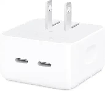 Apple 35w Dual Usb-C Port Compact Power Adapter: Fast And Convenient Charging, Type C Wall Charger - 35w Dual Usb-C Ports With Folding Prongs For Macbook Air, Iphone And Ipad