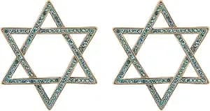 Hallmark Blue Stone Star Of David Hoop Earrings