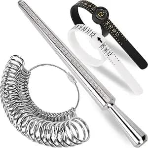 Ring Sizer Measuring Tool Kit, Ring Mandrel Measurer, 27 Pcs Premium Steel Measuring Ring Tool, Us Ring Size 0-13, 2 Pcs Reusable Finger Size 1-17 Usa Rings Size With Magnified Glass